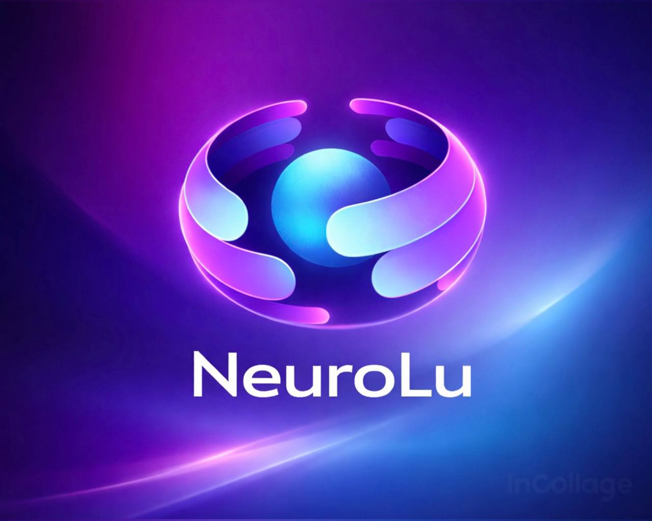 Логотип в проекте NeiroLu — абстрактная светящаяся сфера в фиолетово-синих оттенках .