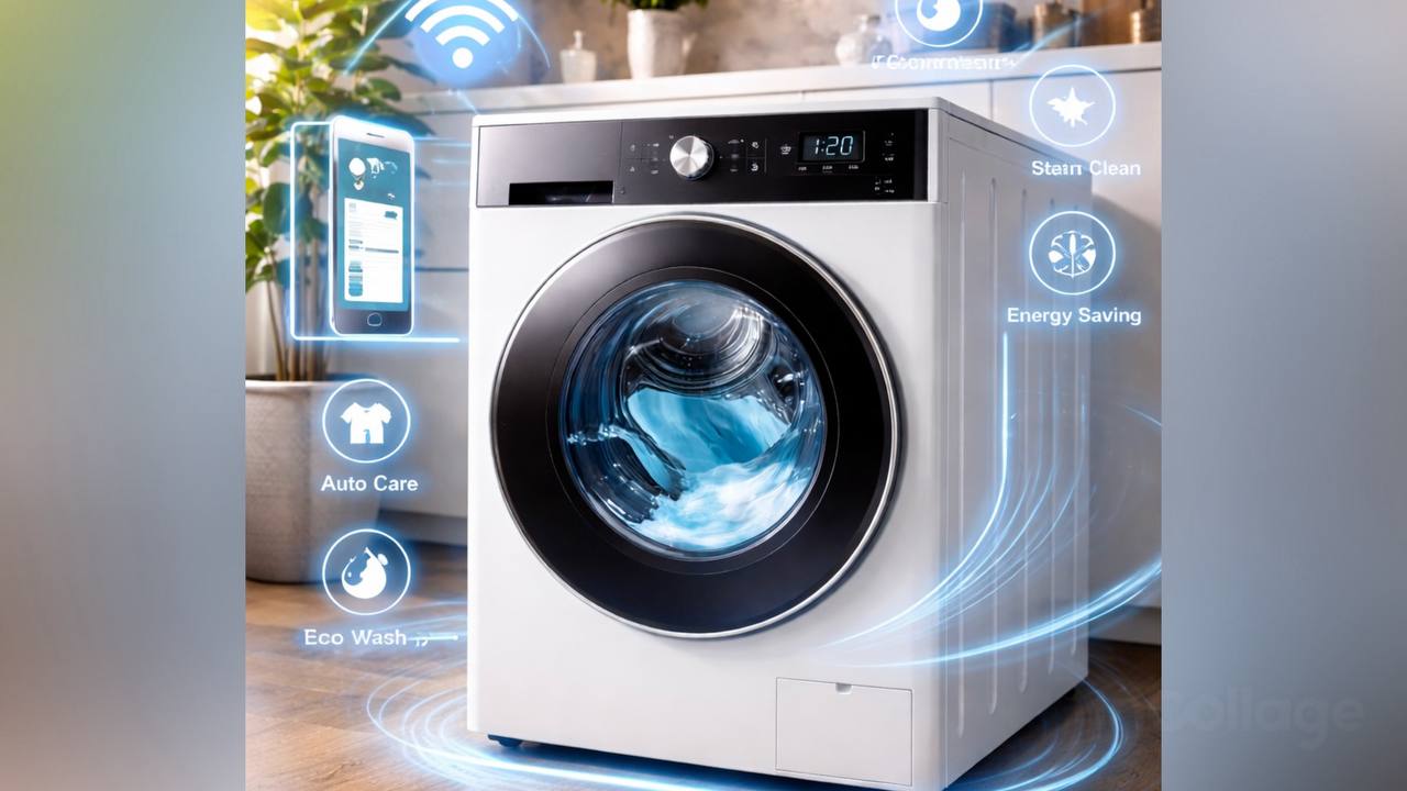 Современная стиральная машина с интеллектуальными функциями для автоматической стирки