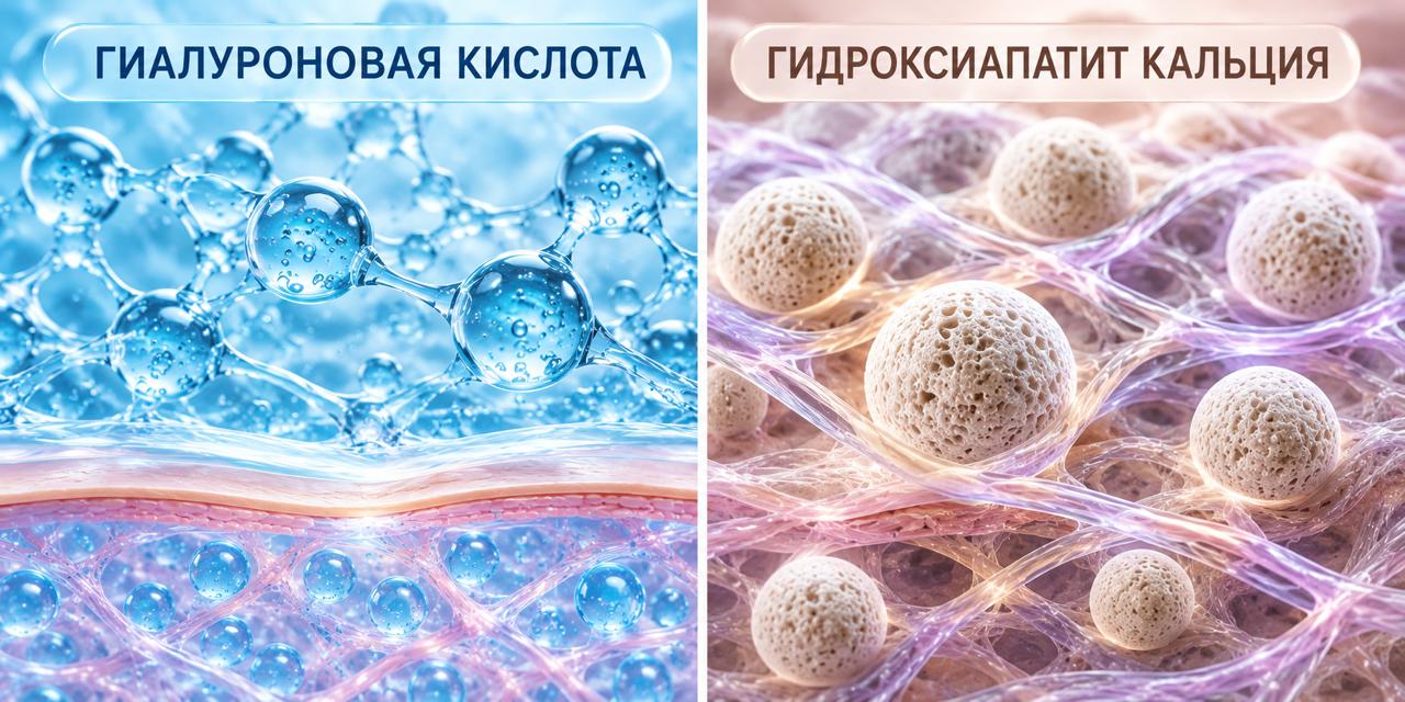 Сравнение гидроксиапатита кальция и гиалуроновой кислоты в эстетической косметологии